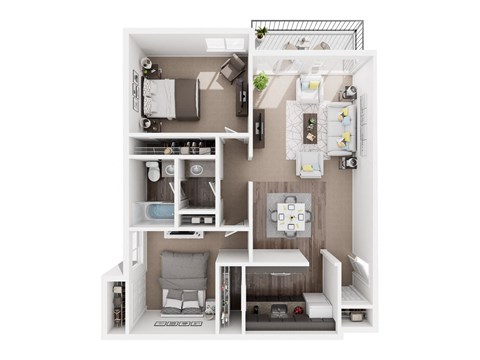 Floor plan for 2 beds, 1 bath, 870 sqft
